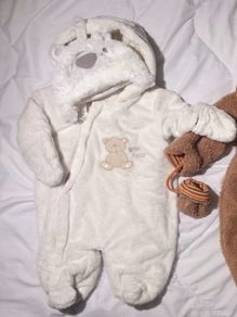 Newborn Little Bear All in One Cosy Outdoor Overall Soft Fluffy PramSuit