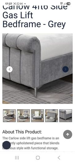 4.6 bed..gas lift storage..grey upholstered..