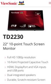 viewsonic 24inch 10 point touchscreen monitor