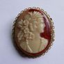 Vintage Gold Plated Shell Ornate Cameo Brooch Image 6