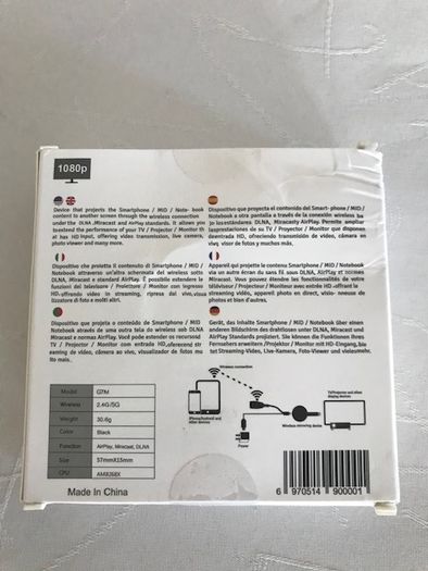 Mirascreen G7M 5G WiFi Display Dongle 4K Wireless HDMI Display Receiver Compatible with iOS MacOS Android Windows to TV Projector Display - FREE Delivery