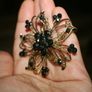 Vintage Black Crystal Brooch 6cm Image 3