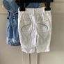 2 piece baby outfit white pants and denim blue top Image 3
