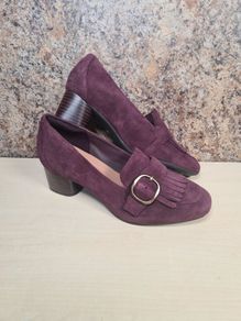 womens Clarks Un Cosmo Go burgundy suede court shoes heels formal buckle Size UK 5 D EU 38 BRAND NEW