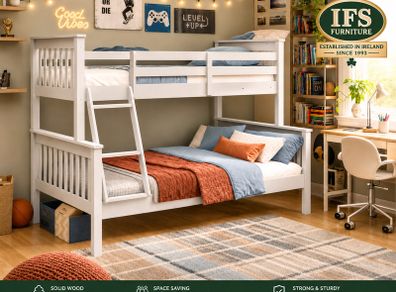 Triple Sleeper Bunk Bed 3ft Over 4ft Double  Grey