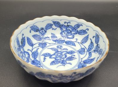 Vintage Chinese or Japanese Bowl Blue White Porcelain