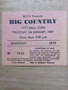 Big Country Live At City Hall Cork,  Ireland 5th January 1989.