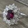 Garnet & Moissanite Silver Ring Image 5