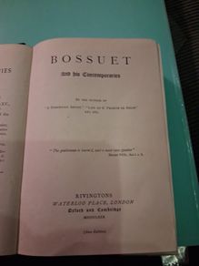 Antiquarin Book Bossuet And His Contemporaries