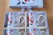 Boxed Set of 4 Santa Claus, Penguin and Polar Bear Cups