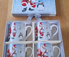 Boxed Set of 4 Santa Claus, Penguin and Polar Bear Cups