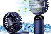 Jsdoin Hand Held Fan,Portable Handheld USB Rechargeable Fans with 5 Speeds,Battery Operated Mini Fan Foldable Desk Desktop Fans with LED Display for Home Office Bedroom Outdoor Travel (DarkBlue)