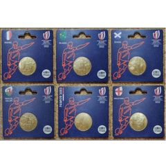 France 0.25 Euro Uncirculated Coin Set of Six 2023 - Rugby World Cup France (France, Ireland, Wales, England, Scotland, Emblem)
