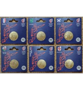 France 0.25 Euro Uncirculated Coin Set of Six 2023 - Rugby World Cup France (France, Ireland, Wales, England, Scotland, Emblem)