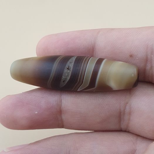 Vintage Middle Eastern Yemeni Suliemani Natural Eye Agate Bead Amulet