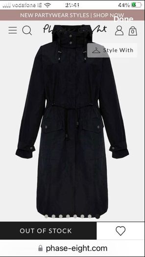 Ridiculously priced Phase-eight navy parka coat, size 26. Great investment