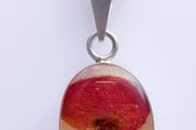 Sterling Silver 925 Chain Necklace With Resin Silver Mounted Flower Pendant Hallmark Length 16,5" - 5,94g