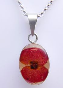 Sterling Silver 925 Chain Necklace With Resin Silver Mounted Flower Pendant Hallmark Length 16,5" - 5,94g