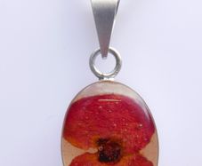 Sterling Silver 925 Chain Necklace With Resin Silver Mounted Flower Pendant Hallmark Length 16,5" - 5,94g