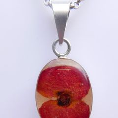Sterling Silver 925 Chain Necklace With Resin Silver Mounted Flower Pendant Hallmark Length 16,5" - 5,94g