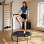 Rebounder Trampoline, 5-stage adjustable handle, Workout Trampoline, Black Image 2