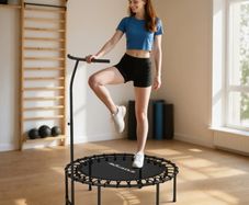 Rebounder Trampoline, 5-stage adjustable handle, Workout Trampoline, Black
