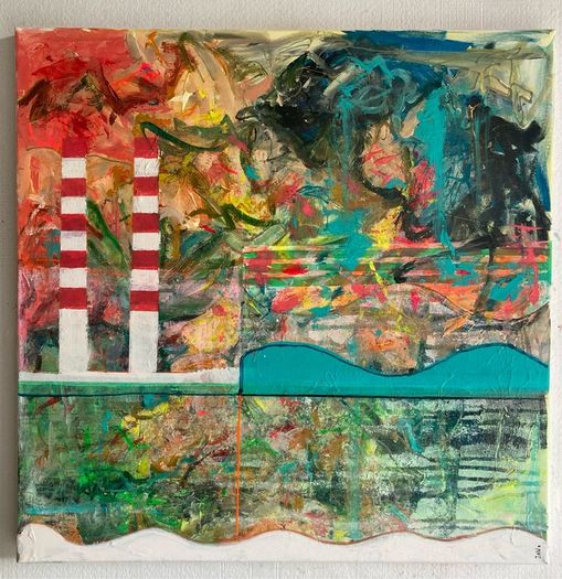 Large Original Art Poolbeg Chimneys Dublin Art Original Painting Irish Art Irish Artist contemporize