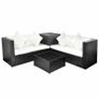 4 Piece Garden Lounge Set with Cushions Poly Rattan Black Image 2