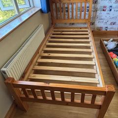 Pine Single Bed Frame  + Under Bed Storage Drawer