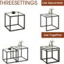 Coffee Table, Set of 2, Modern Living Room Table, Glass Coffee Table, Small, Side Table, Sofa Table, Coffee Table for Living Room, Bedroom, Office, 50/45 cm, Black Image 3