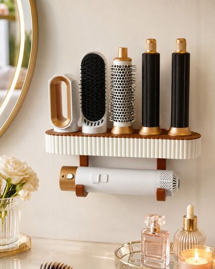 Wall-Mounted Hair Styling Tool Organiser  Hair Dryer & Attachment Holder