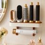 Wall-Mounted Hair Styling Tool Organiser  Hair Dryer & Attachment Holder Image 2