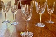 Four Waterford Crystal Lismore Sherry Glasses, One Lismore Small Wine Glass, 1970s.
