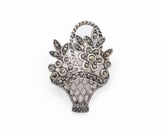 Past Times Silver And Marcasite Brooch In Original Box