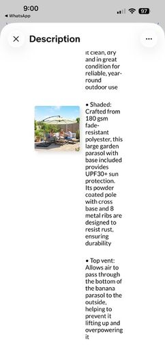 Large parasol with base