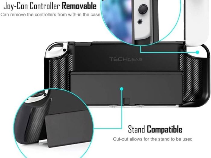 Ergo Grip Case for Nintendo Switch OLED, Soft Protective TPU Silicone Back Cover