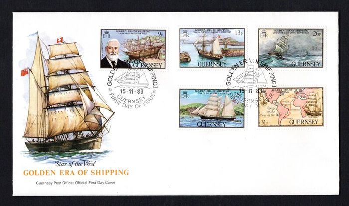 1983 Guernsey Golden Era of shipping Commemorative Stamps First Day Cover (FDC)