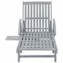 Garden Sun Lounger Grey Solid Acacia Wood Image 3