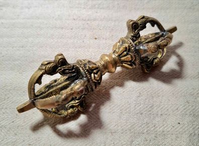 Brass bell metal vajra dorje thunderbolt Buddhist Tibetan prayer meditation device 11cm 4.5in