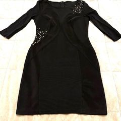 LIPSY London Sexy Black Dress with Sheer Back and Plunging Neckline