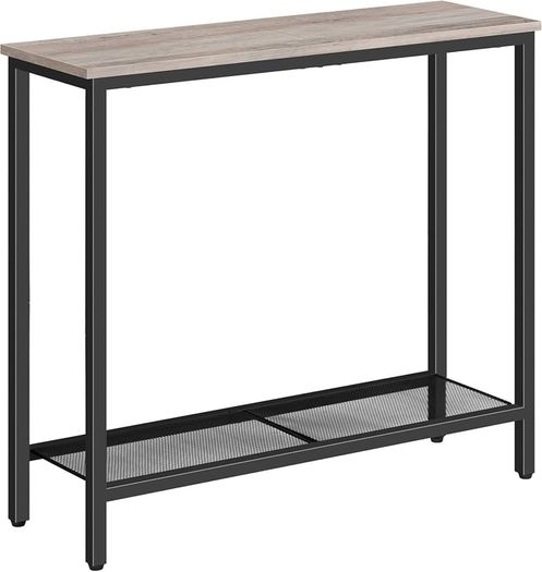 Console Table, Slim for Hallway, Entryway with 2 Shelves, Industrial Display Sofa for Living Room, Bedroom, Greige and Black