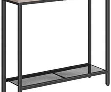 Console Table, Slim for Hallway, Entryway with 2 Shelves, Industrial Display Sofa for Living Room, Bedroom, Greige and Black