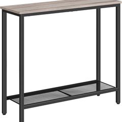 Console Table, Slim for Hallway, Entryway with 2 Shelves, Industrial Display Sofa for Living Room, Bedroom, Greige and Black