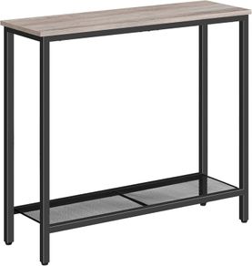 Console Table, Slim for Hallway, Entryway with 2 Shelves, Industrial Display Sofa for Living Room, Bedroom, Greige and Black