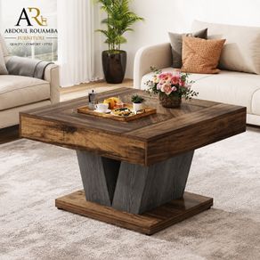 Rustic Square Coffee Table  Modern Living Room Centre Table