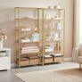 Gold Shelf Tempered Glass Transparent Metallic Gold Bookcase storage Image 2