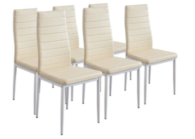 Durable faux leather upholstery Set of 6 dining chairs