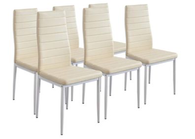 Durable faux leather upholstery Set of 6 dining chairs