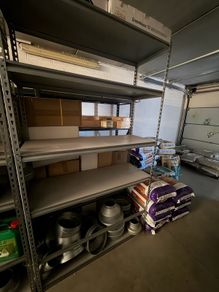 Rivet Shelving 2130h x 1220w x 457d 6 level angled 250kg UDL laminated timber for sale - very good condition