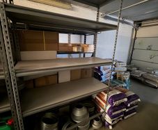 Rivet Shelving 2130h x 1220w x 457d 6 level angled 250kg UDL laminated timber for sale - very good condition